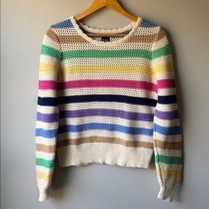 GAP Multicolor Striped Crochet Crew Neck Sweater size M